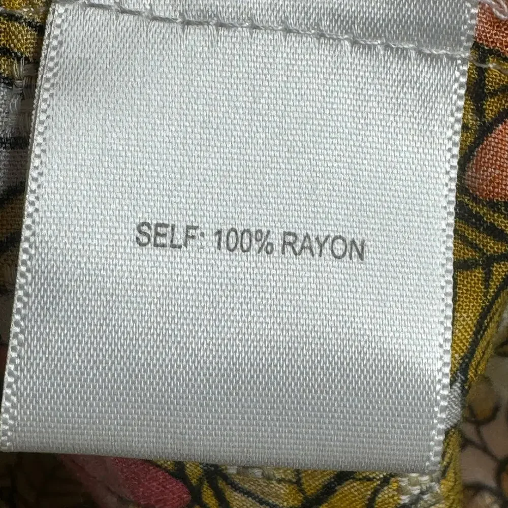 Jane and Delancey Floral Smocked Tunic Top Boho Bohemian Yellow Orange Red XL ￼ - Picture 8 of 9